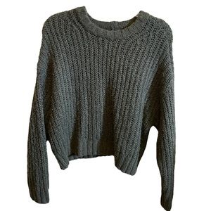 American Eagle Olive Cropped Chunky Sweater - Size Medium